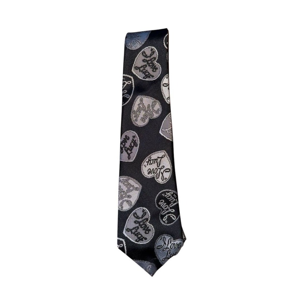 I Love Lucy Necktie‎ Black Geometric TV Show Nostalgia Unisex Tie Careercore - Picture 2 of 6